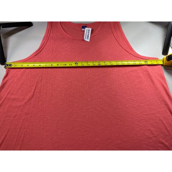 Old Navy Coral Sleeveless Ribbed Tank Top 3X Polyester & Rayon Blend - Picture 3 of 8